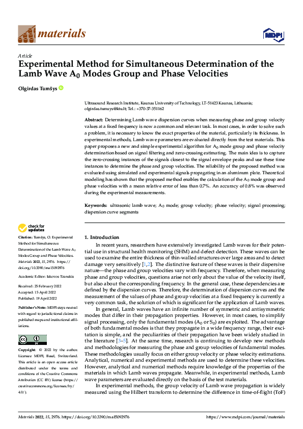 (PDF) Experimental Method for Simultaneous Determination of the Lamb ...