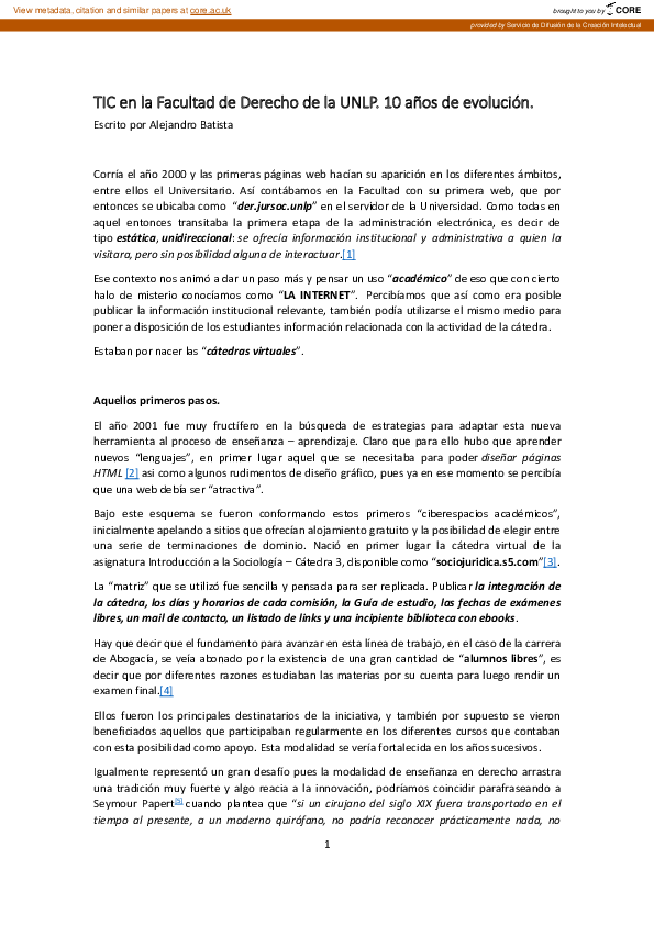(PDF) TIC en la Facultad de Derecho de la UNLP : 10 años de evolución