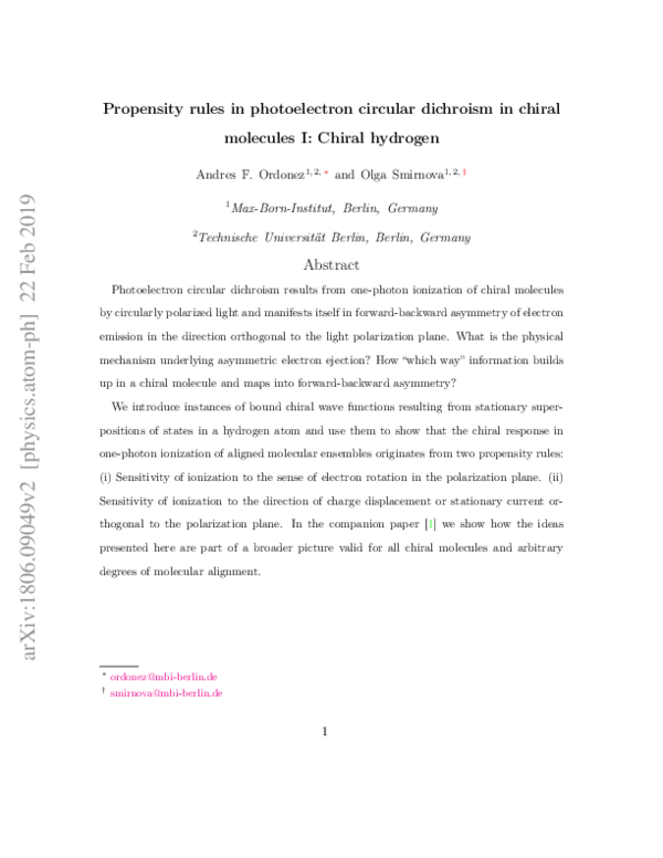 Propensity rules in photoelectron circular dichroism in chiral molecules. I. Chiral hydrogen