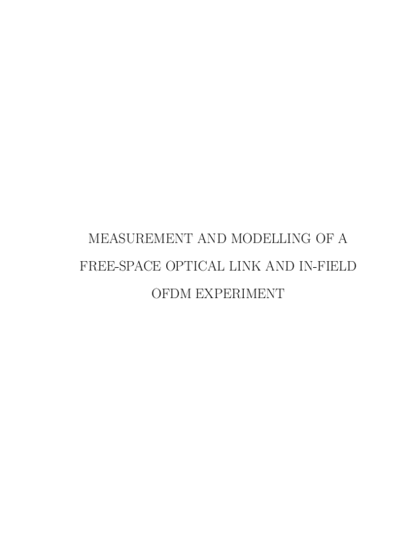 (PDF) Measurement and Modelling of a Free-Space Optical Link and In ...