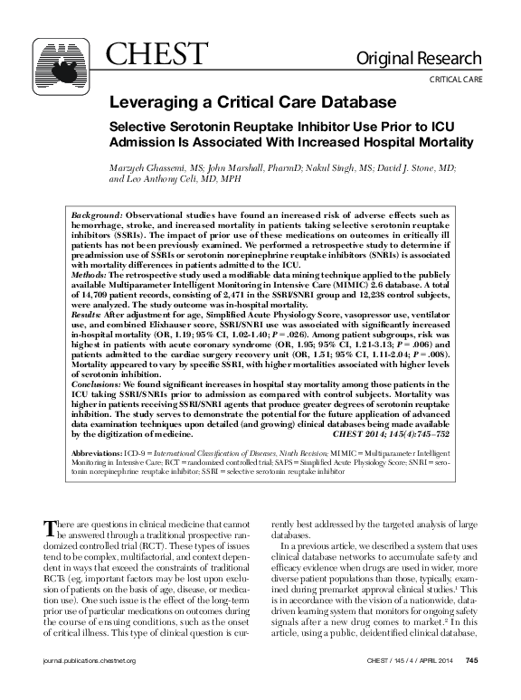 (PDF) Leveraging a Critical Care Database