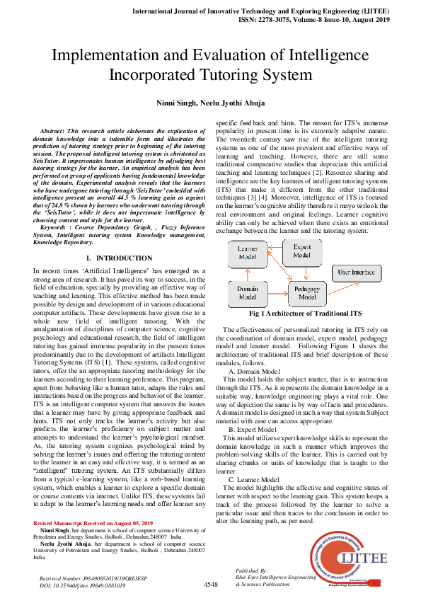 (PDF) Implementation and Evaluation of Intelligence Incorporated ...
