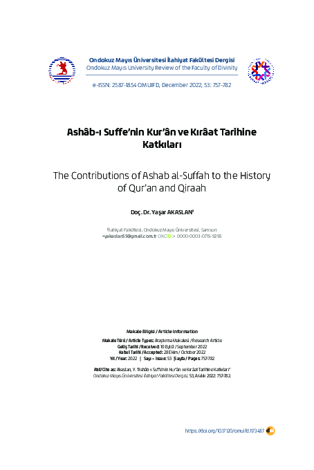 (PDF) Ashâb-ı Suffe’nin Kur’ân ve Kırâat Tarihine Katkıları/The ...