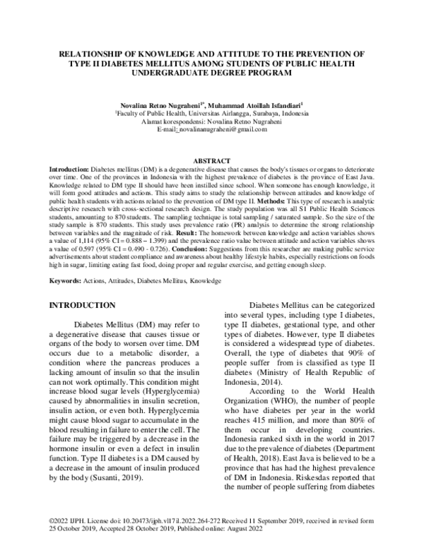 (PDF) Relationship of Knowledge and Attitude to the Prevention of Type ...