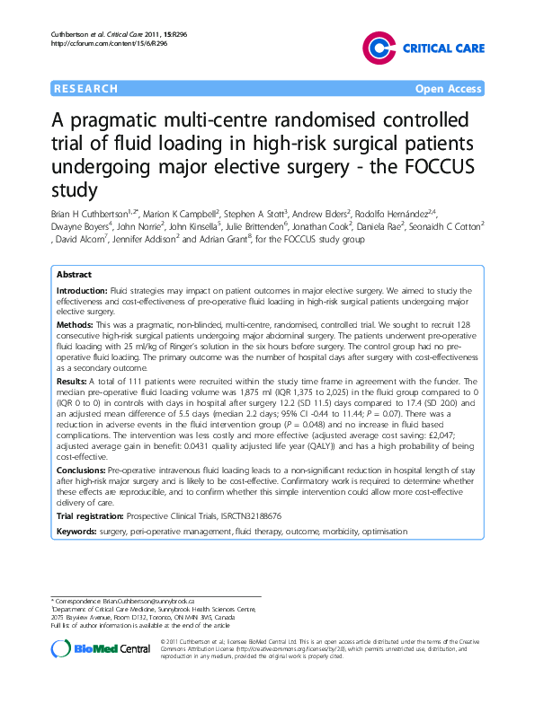 (PDF) A pragmatic multi-centre randomised controlled trial of fluid ...