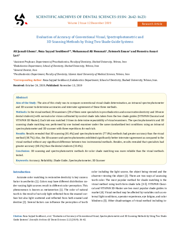 (PDF) Evaluation of Accuracy of Conventional Visual, Spectrophotometric ...