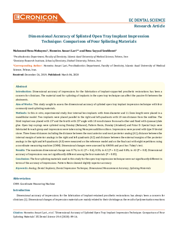 (PDF) Dimensional Accuracy of Splinted Open Tray Implant ...