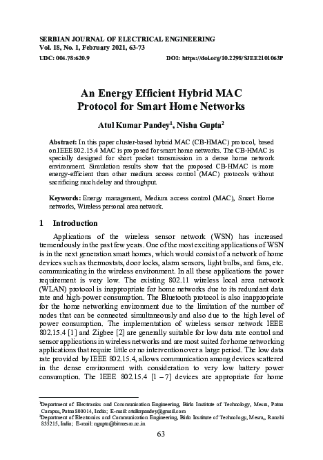 (PDF) An energy efficient hybrid MAC protocol for smart home networks