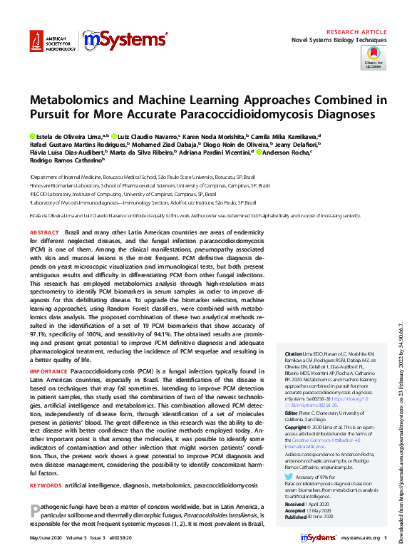 (PDF) Metabolomics and Machine Learning Approaches Combined in Pursuit ...