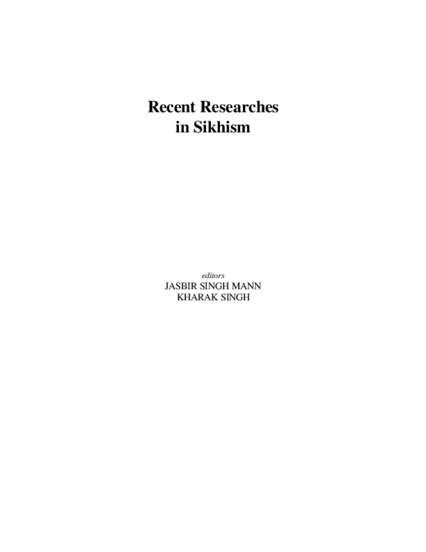 karen PDF) Recent researches in Sikhism