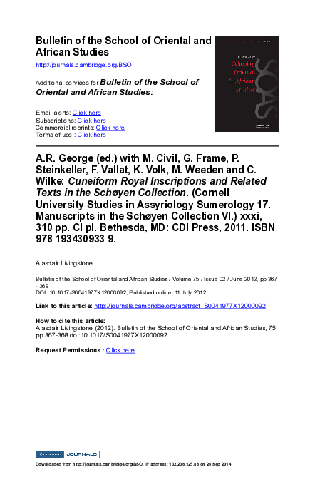 (PDF) Cuneiform Royal Inscriptions and Related Texts in the Schøyen ...
