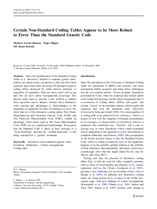 (PDF) Certain Non-Standard Coding Tables Appear to be More Robust to ...