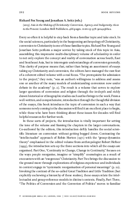 (PDF) Asia in the Making of Christianity: Conversion, Agency, and ...