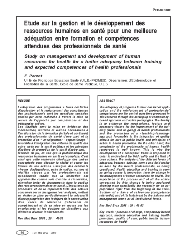 (PDF) Etude sur la gestion et le développement des ressources humaines ...