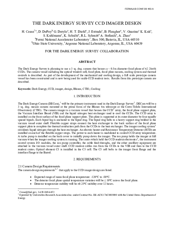(PDF) The Dark Energy Survey CCD imager design
