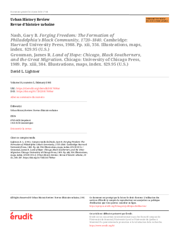 (PDF) Nash, Gary B. Forging Freedom: The Formation of Philadelphia's ...