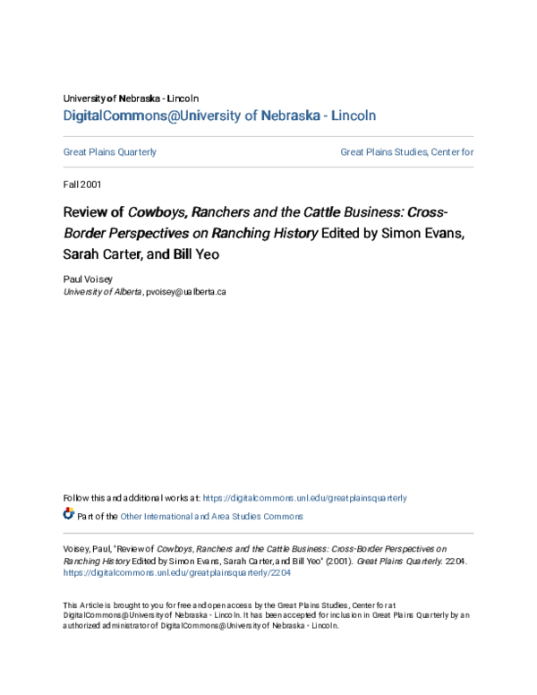 (PDF) Cowboys, Ranchers and the Cattle Business: Cross Border ...