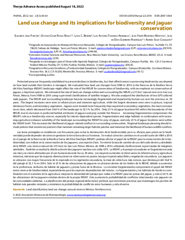 (PDF) Land use change and its implications for biodiversity and jaguar ...