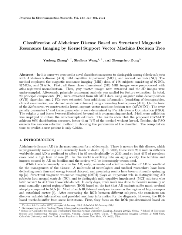 (PDF) Classification of Alzheimer Disease Based on Structural Magnetic ...