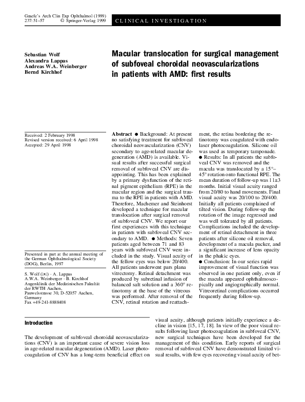 (PDF) Macular translocation for surgical management of subfoveal ...