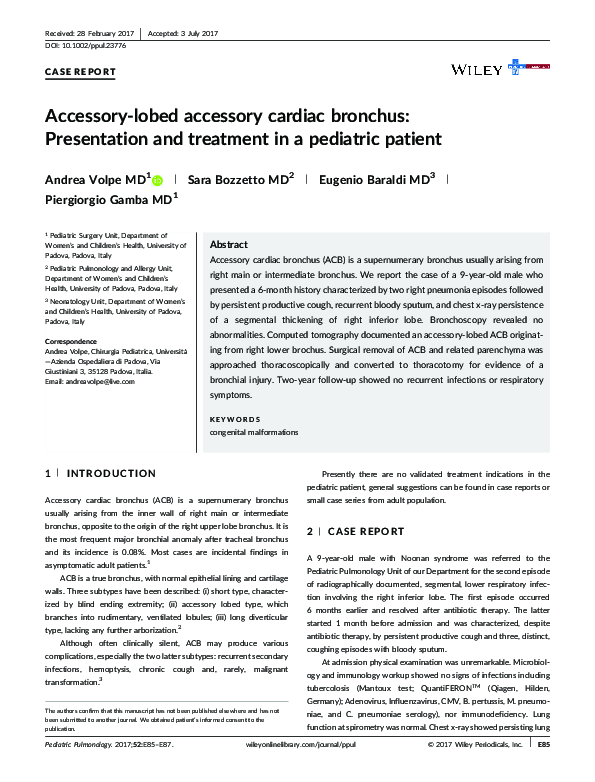 (PDF) Accessory-lobed accessory cardiac bronchus: Presentation and ...