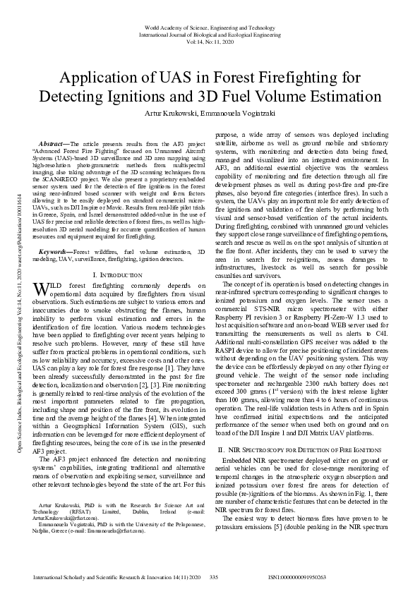 (PDF) Application of UAS in Forest Firefighting for Detecting Ignitions ...