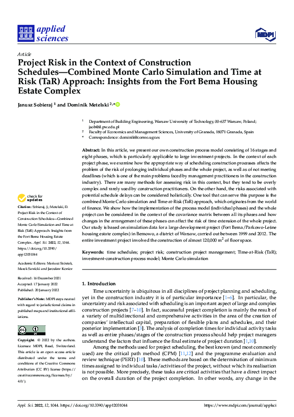 (PDF) Project Risk in the Context of Construction Schedules—Combined ...