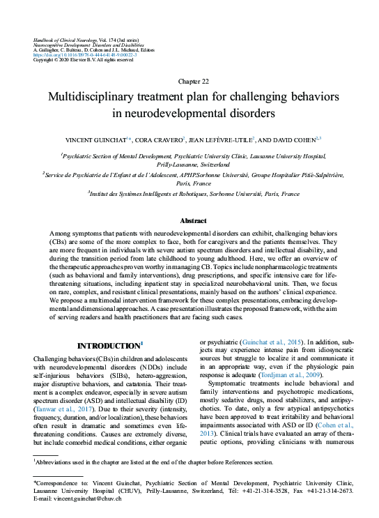 (PDF) Multidisciplinary treatment plan for challenging behaviors in ...