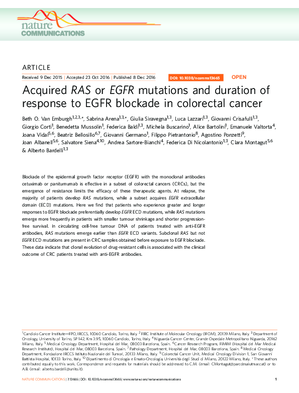 (PDF) Acquired RAS or EGFR mutations and duration of response to EGFR ...