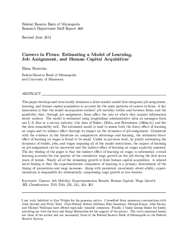 (PDF) Careers in Firms: Estimating a Model of Job Assignment, Learning ...