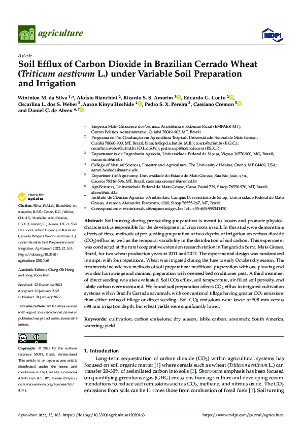 (PDF) Soil Efflux of Carbon Dioxide in Brazilian Cerrado Wheat ...