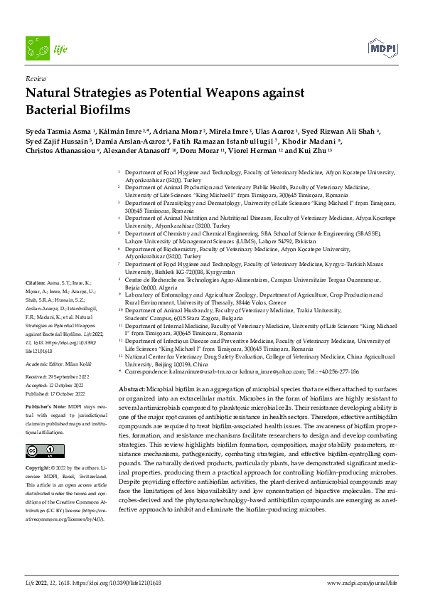 (PDF) Natural Strategies as Potential Weapons against Bacterial Biofilms