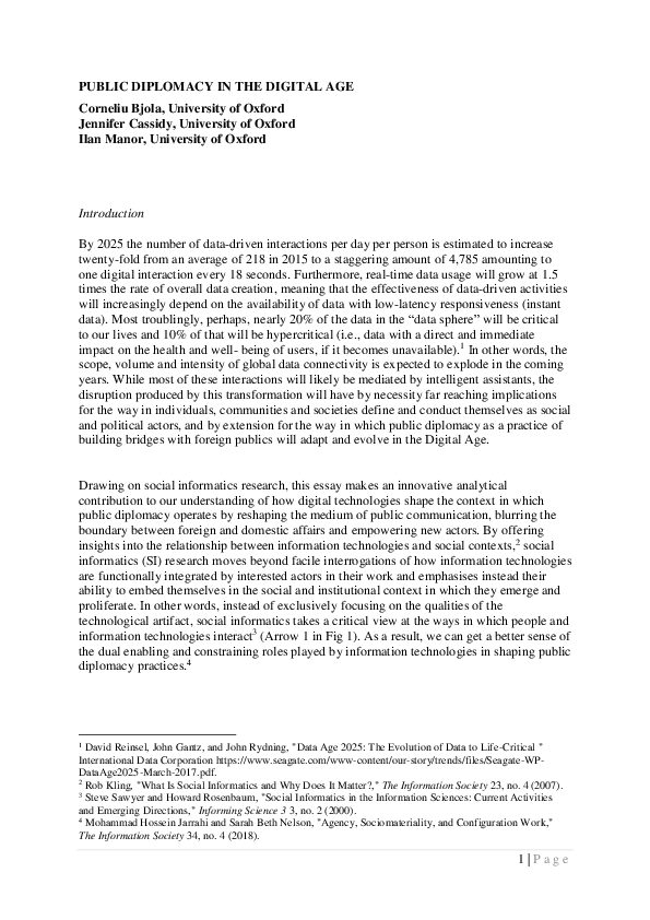 (PDF) Public Diplomacy in the Digital Age