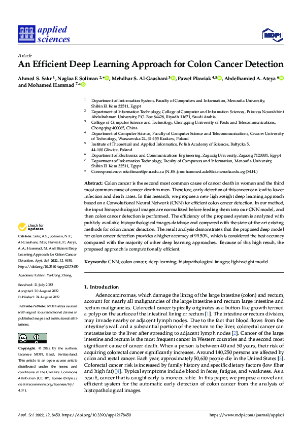 (PDF) An Efficient Deep Learning Approach for Colon Cancer Detection
