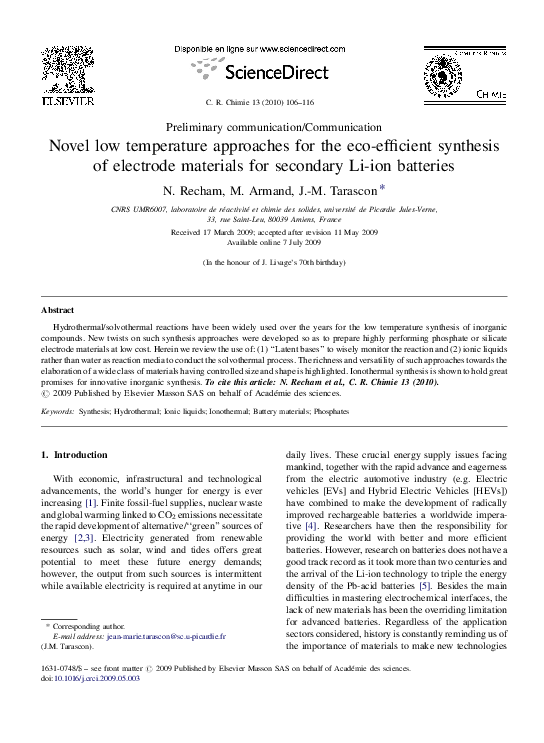 (PDF) Novel low temperature approaches for the eco-efficient synthesis ...