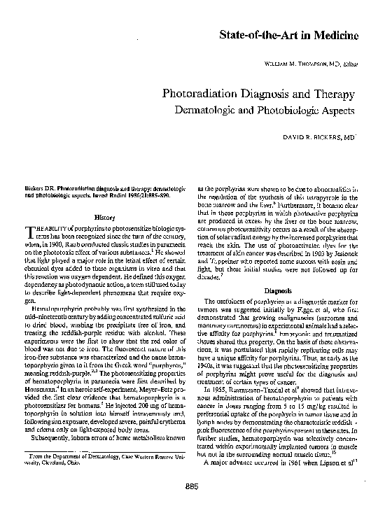 (PDF) Photoradiation Diagnosis and Therapy Dermatologic and ...