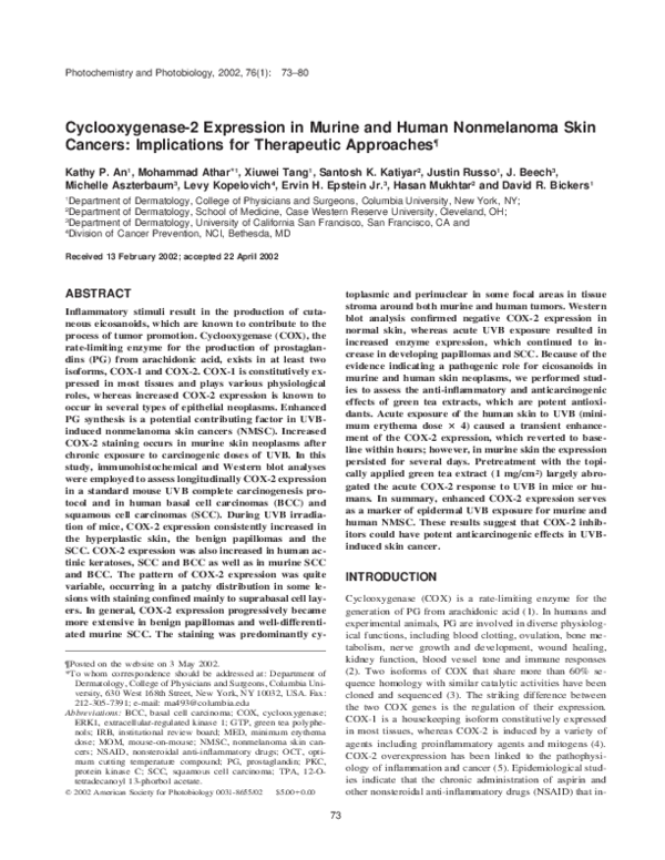 (PDF) Cyclooxygenase-2 Expression in Murine and Human Nonmelanoma Skin ...