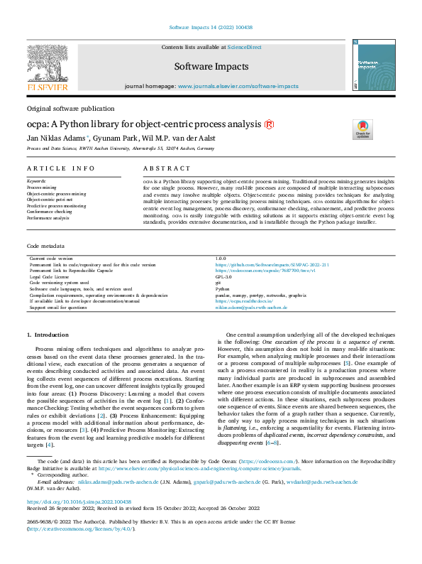 (PDF) Original software publication ocpa: A Python library for object ...