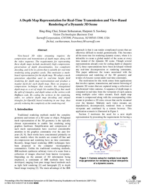 (PDF) A depth map representation for real-time transmission and view ...