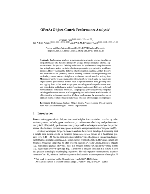 (PDF) OPerA: Object-Centric Performance Analysis