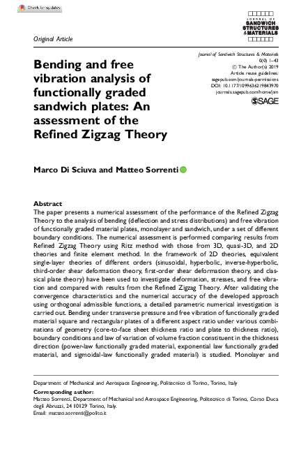 (PDF) Bending and free vibration analysis of functionally graded ...