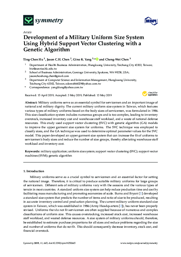 (PDF) Development of a Military Uniform Size System Using Hybrid ...