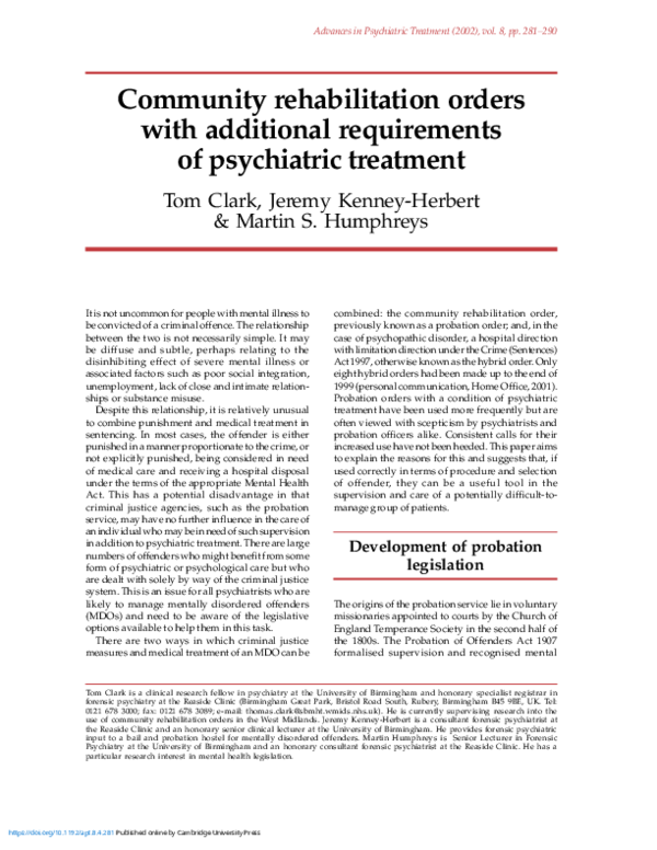 (PDF) Community rehabilitation orders with additional requirements of ...