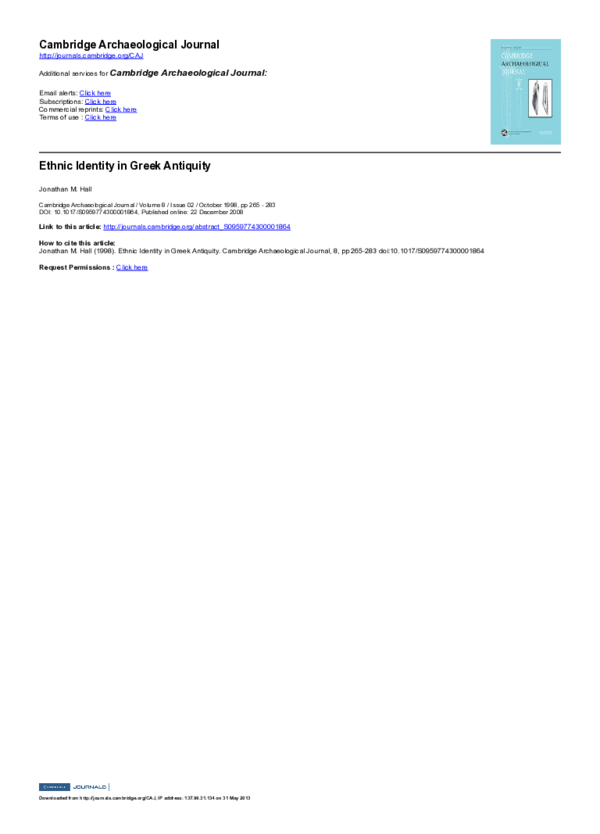 (PDF) Ethnic Identity in Greek Antiquity