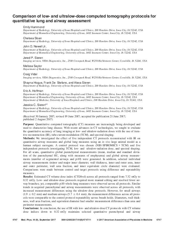(PDF) Comparison of Low and Ultra-Low Dose Computed Tomography ...