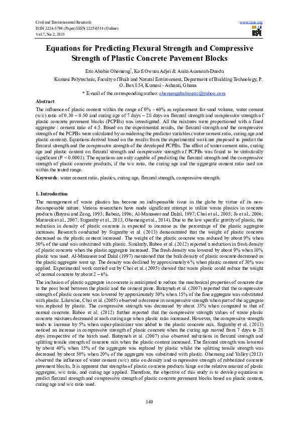 (PDF) Equations for Predicting Flexural Strength and Compressive ...