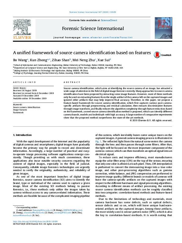 (PDF) A unified framework of source camera identification based on features