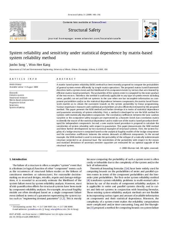 (PDF) System reliability and sensitivity under statistical dependence ...