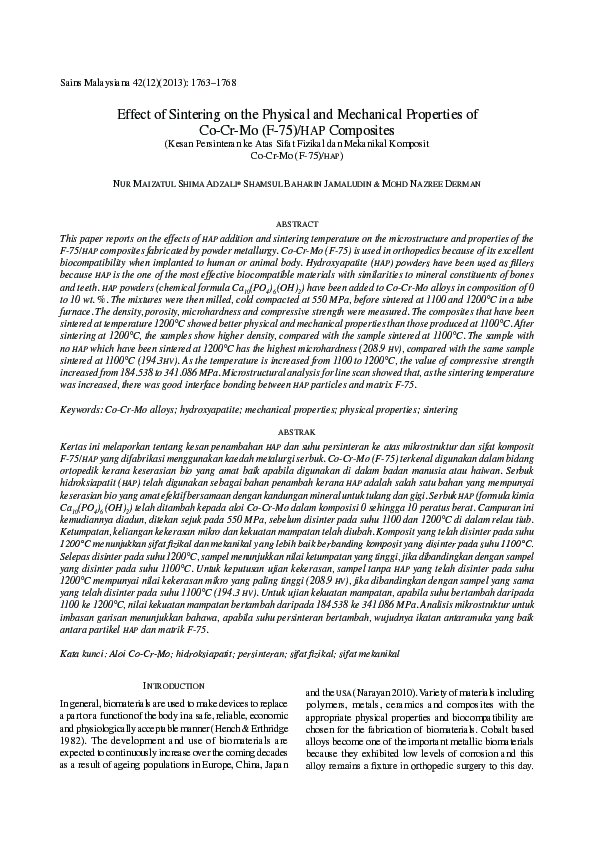 (PDF) Effect of Sintering on the Physical and Mechanical Properties of ...