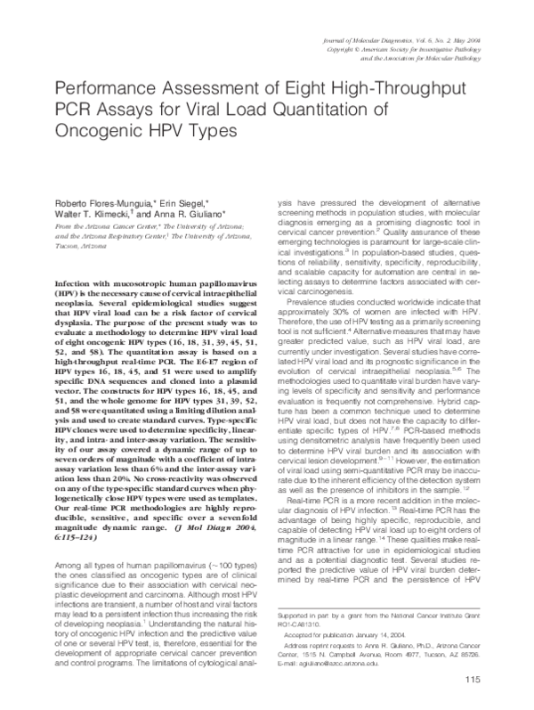 (PDF) Performance Assessment of Eight High-Throughput PCR Assays for ...
